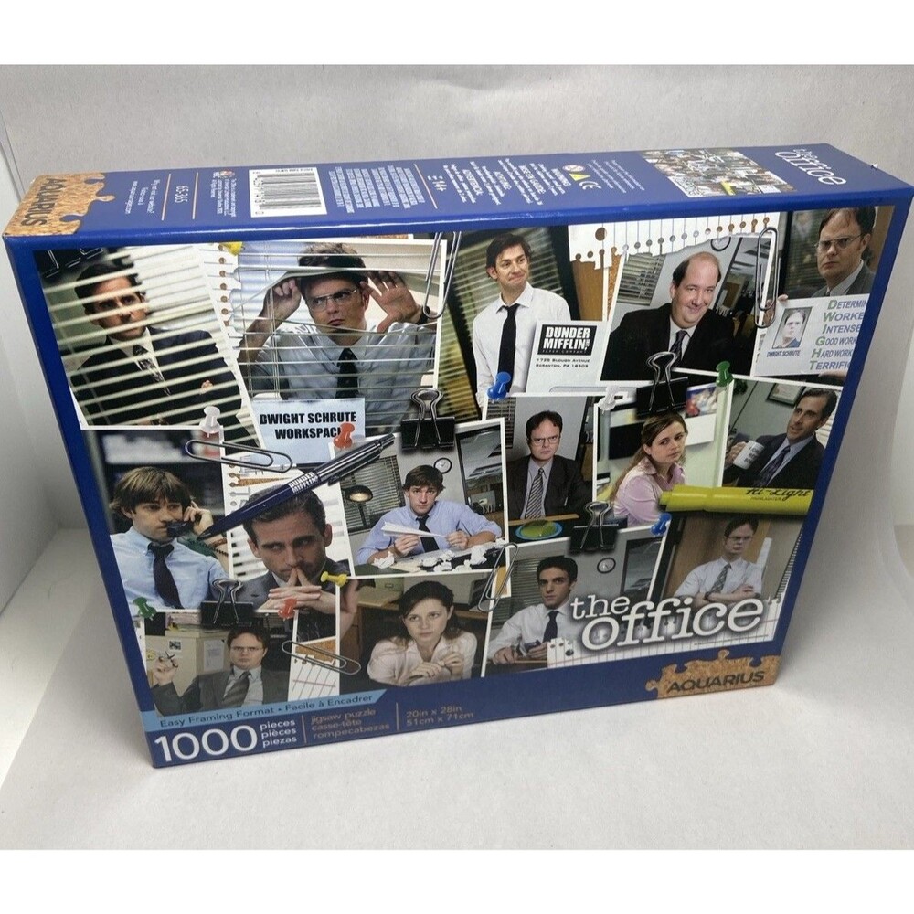 The Office 1000 Piece Jigsaw Puzzle Hi Light Pen Paper Clip Dunder Mifflin Blue